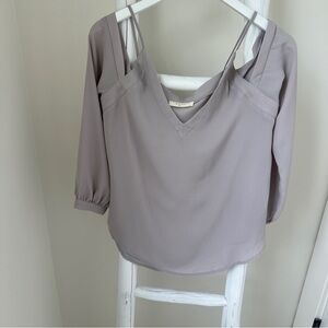 Elodie Cold Shoulder 3/4 Sleeve Blouse Gray